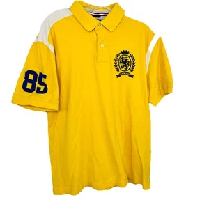 Camisa polo vintage Tommy Hilfiger para hombre con escudo #85 manga corta amarilla grande - Imagen 1 de 4