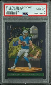 Panini Clearly Donruss 2021 Justin Herbert Downtown SP raro PSA 10 - Imagen 1 de 3