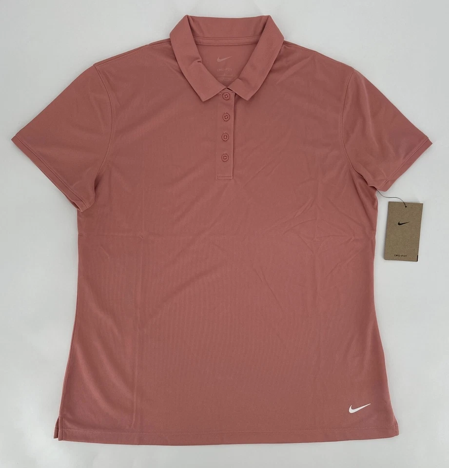 Nike Shirt Women's Small Dri-FIT Victory Golf SS Polo Pink Peach 90s DH2309-618