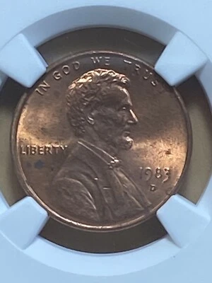 1983 D lincoln cent NGC Grade Ms 64 Red  Very Confused Certification For Me. - Image 1 of 4