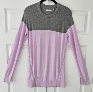 Adidas Womens Size Medium Knit Sweater Colorblock Purple Gray Zipper Detail NWOT - Picture 1 of 9