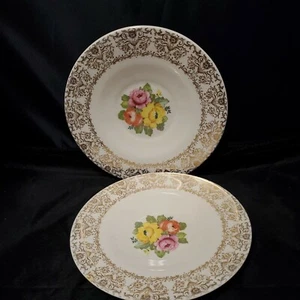 2 Royal Dalton Omar saucers 6 Inch Saucers Flowers Gold - Picture 1 of 4