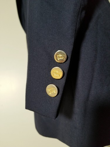 Giacca blazer vintage Burberry 42L cappotto lana hopsack blu navy uomo bottoni oro