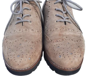 Earthies Santana Oxford Women's Size 9.5 B Taupe Lace Up Wingtip Shoes - Picture 1 of 9