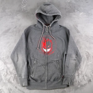 Vintage 90s Spitfire Wheels Skateboard Zip Up Hoodie Size M Medium Gray - Picture 1 of 17