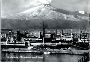 Panorama of Smoking Mount Etna Volcano and Catania, Sicily, Italy Postcard - Picture 1 of 2