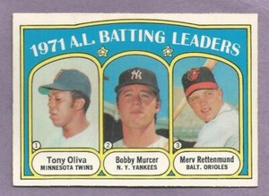 1972 OPC 1971 American League Batting Leaders #86