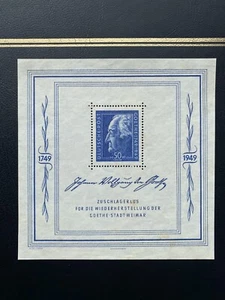 GERMAN ALLIED ZONES RUSSIAN ZONE GENERAL ISSUE 1949 GOETHE Birth Cent Mini Sheet - Picture 1 of 3