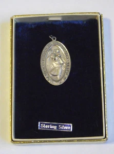 Catholic oval medal St Saint Christopher safe travel patron sterling silver - Picture 1 of 6