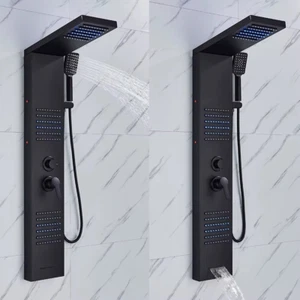 Stainless Steel LED Rain&Waterfall Shower Panel Tower System Massage Body Jets - Picture 1 of 6
