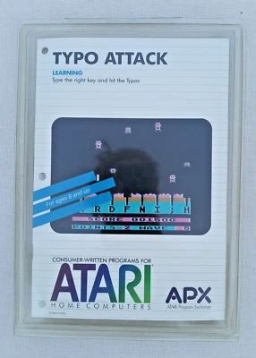 Typo Attack; Atari 400/800/LX/XE Disk w/Manual APX-20180 NOS - Plastic Cover - Image 1 of 2