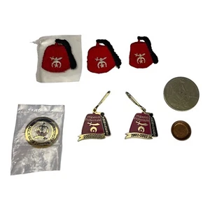 Lote Mason Square Brújula Fez Moneda Potentada Colgantes Masónico Francmasón Shriner - Imagen 1 de 5