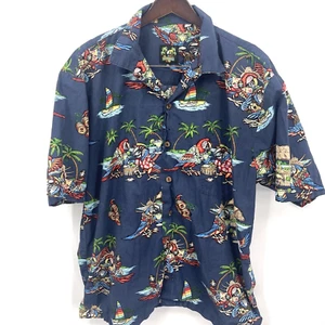 Benny's Camicia Hawaiana Uomo XL Pappagallo Cocktail Bottoni Margarita LEGGI Vacanze - Foto 1 di 12