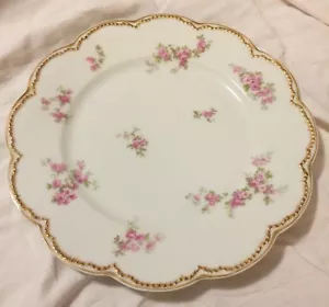 Vintage Haviland & Co Platte Floral Porzellan überbackene Goldkanten 9-3/4" - Bild 1 von 5