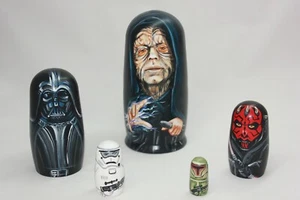 Movie Heroes Nesting Doll 7" 5 Pieces Handmade Wooden The Emperor Matryoshka - Imagen 1 de 12