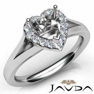 Anillo de ajuste de halo pavimentado vástago dividido de diamante corazón 0,20 quilates - Imagen 1 de 29