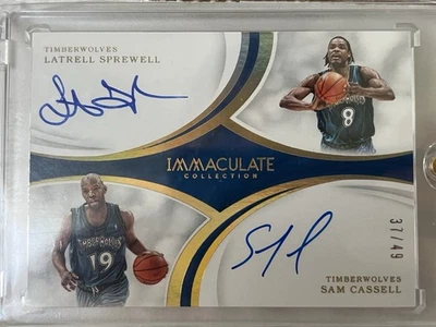 2018-19 Immaculate Latrell Sprewell Sam Cassell Dual Auto /49 Timberwolves - Image 1 of 2