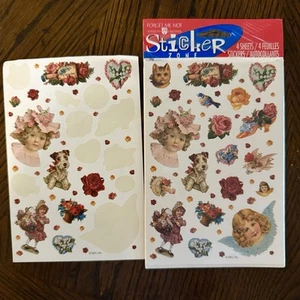 Vintage Blumen Aufkleber Blumen versiegelt Vergissmeinnicht amerikanische Grüße 4 Blatt - Bild 1 von 2
