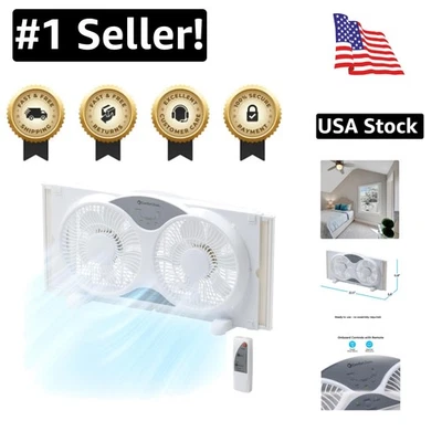 Elegant 3-Speed Window Fan with Auto-Locking Expanders & Remote Control, White - Image 1 of 4