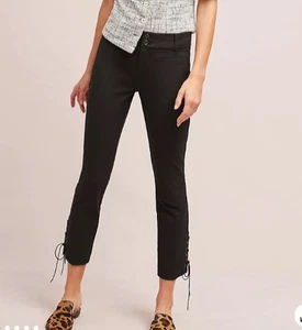 Pantalón Anthropologie Nuevo con Etiquetas The Essential Slim Con Cordones Negro Talla 6 - Imagen 1 de 13