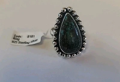 Anillo de plata esterlina 925 con piedra turquesa tibetana talla 7 Foto 1 de 4