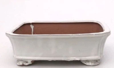 Vaso de cerâmica branca bonsai retangular decoração para casa jardim 12,5 x 10,0 pol. x 4,0 pol. - Imagem 1 de 2