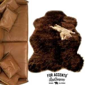 Classic Brown  Bear Skin Shag Rug - Plush Faux Fur - Bonded Suede Lining - USA - Picture 1 of 2