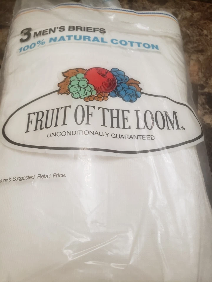 Vintage 80s Fruit of The Loom White Cotton 2 Briefs Underwear Size 30 USA