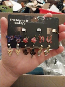 FIVE NIGHTS AT FREDDYS fnaf fazbear bonnie chica foxy EARRING SET cuff - Picture 1 of 6