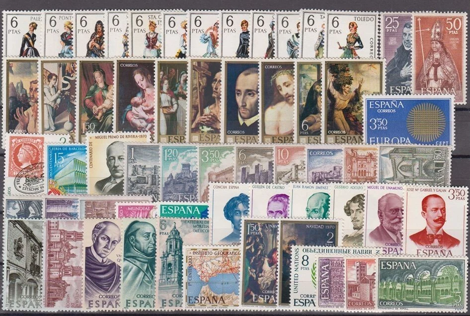 ESPAÑA - ESPAÑA - SET AÑO COMPLETO 1970 CON TODOS LOS SELLOS MNH Foto 1 de 1
