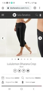 Lululemon - Dharana Crop - Neu mit Etikett - Gr. 6 - schwarz - Bild 1 von 11