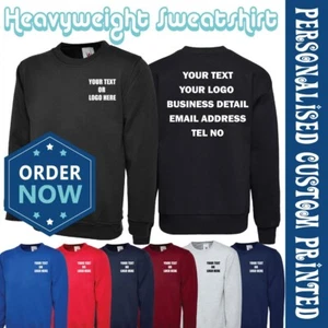 Personalised Printed Unisex Heavyweight Sweatshirt Your Text Work Out Sports Gym - Picture 1 of 17