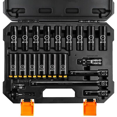 BOEN Pro 1/2" Drive Metric Deep Impact Socket Set, 21-Piece CR-MO &CR-V Steel - Image 1 of 4