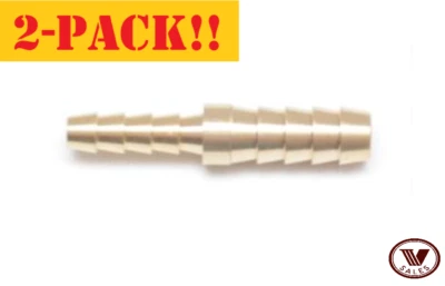 2-PACK! 1/4" X 1/8" Brass Barb Hose Splicer Mender Straight Fitting 129-4-2 NEW! - Image 1 of 4