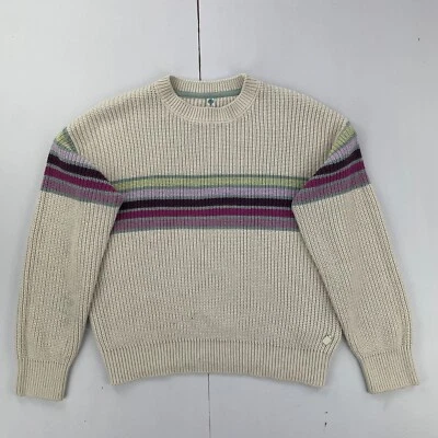 WEIRD FISH Pullover 16 Creme Damen Regular Fit Strick Rundhals gestreift - Bild 1 von 4