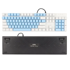 (Blue White) Mechanical Gaming Keyboard Plug And Play 104 Keys Wired - Picture 1 of 24