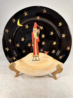 Plato de corte certificado internacional Midnight Santa 13" Barton arte popular Foto 1 de 4