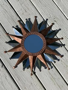 Espejo Las Rayas Mexican Handmade Punched Tin Mirror 3D Circle Rays Sun 17" - Picture 1 of 4