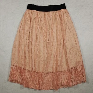 Gonna Lularoe taglia S rosa chiaro Lola A-Line midi pizzo pull on vita elastica - Foto 1 di 7