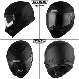SIMPSON VENOM ( BANDIT ) SOLID MATT BLACK FULL FACE MOTORCYCLE HELMET - Picture 1 of 9