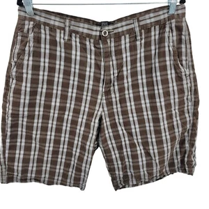 Mens Apt 9 Bermuda Shorts 36 Brown Plaid Cotton Dressy Casual Academia Grunge - Picture 1 of 8