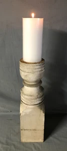Single 20" Tall Turned Wood Shabby Thick Chunky 6" Candle Holder VTG 1807-24B - Picture 1 of 8