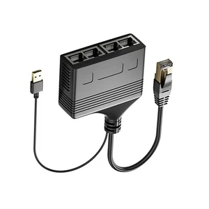 1 IN 4 OUT RJ45 Ethernet Cable LAN Network Internet Splitter Adapter 1:4 - Photo 1/13
