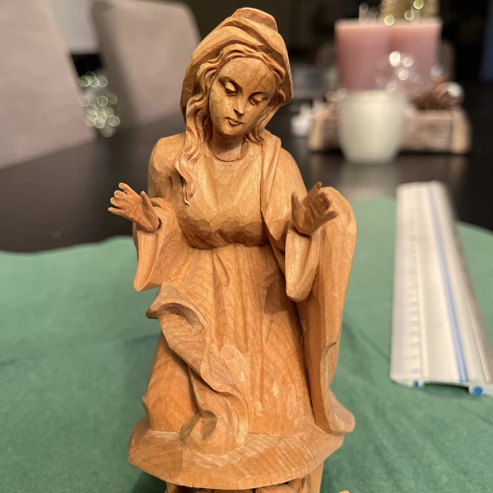 Oberammergau Lang Krippenfigur MARIA Naturholz 11 cm Hoch Neu - Bild 1 von 4