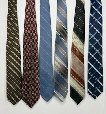 Lote 6 corbatas vintage para hombre rayas de seda y poliéster a cuadros Cavalier Foto 1 de 4