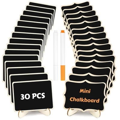 Wooden Mini Chalkboard Signs, 30 Pack Reusable Labels w/ Easel for Buffet Party - Image 1 of 4