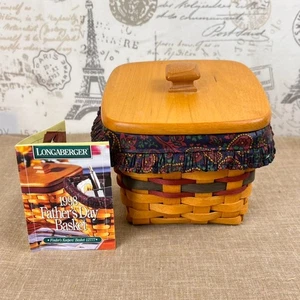 Longaberger 1998 Fathers Day Finders Keepers Basket with Liner, Lid, Protector - Picture 1 of 7