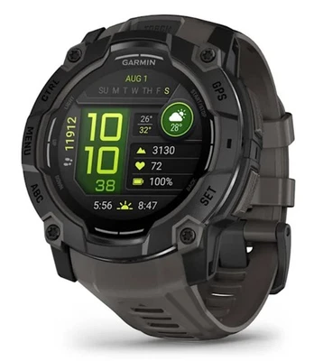 Garmin Instinct 3 AMOLED Smart Watch 50mm Charcoal Silicone Band 010-03020-00 - Image 1 of 4