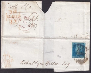 1841 SG14 2d PLACA AZUL 3 LONDRES USO PARTE CUBIERTA SOLO 4 MÁRGENES (HF) - Imagen 1 de 3