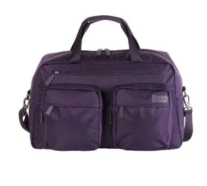 Lipault Púrpura Original Pluma 19" Bolso de Fin de Semana Bolsillos Cremallera Equipaje de Mano - Imagen 1 de 13